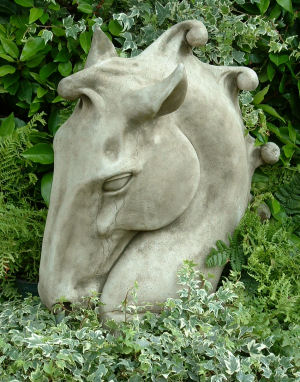 Equine horse head sculpture for the garden-left side
